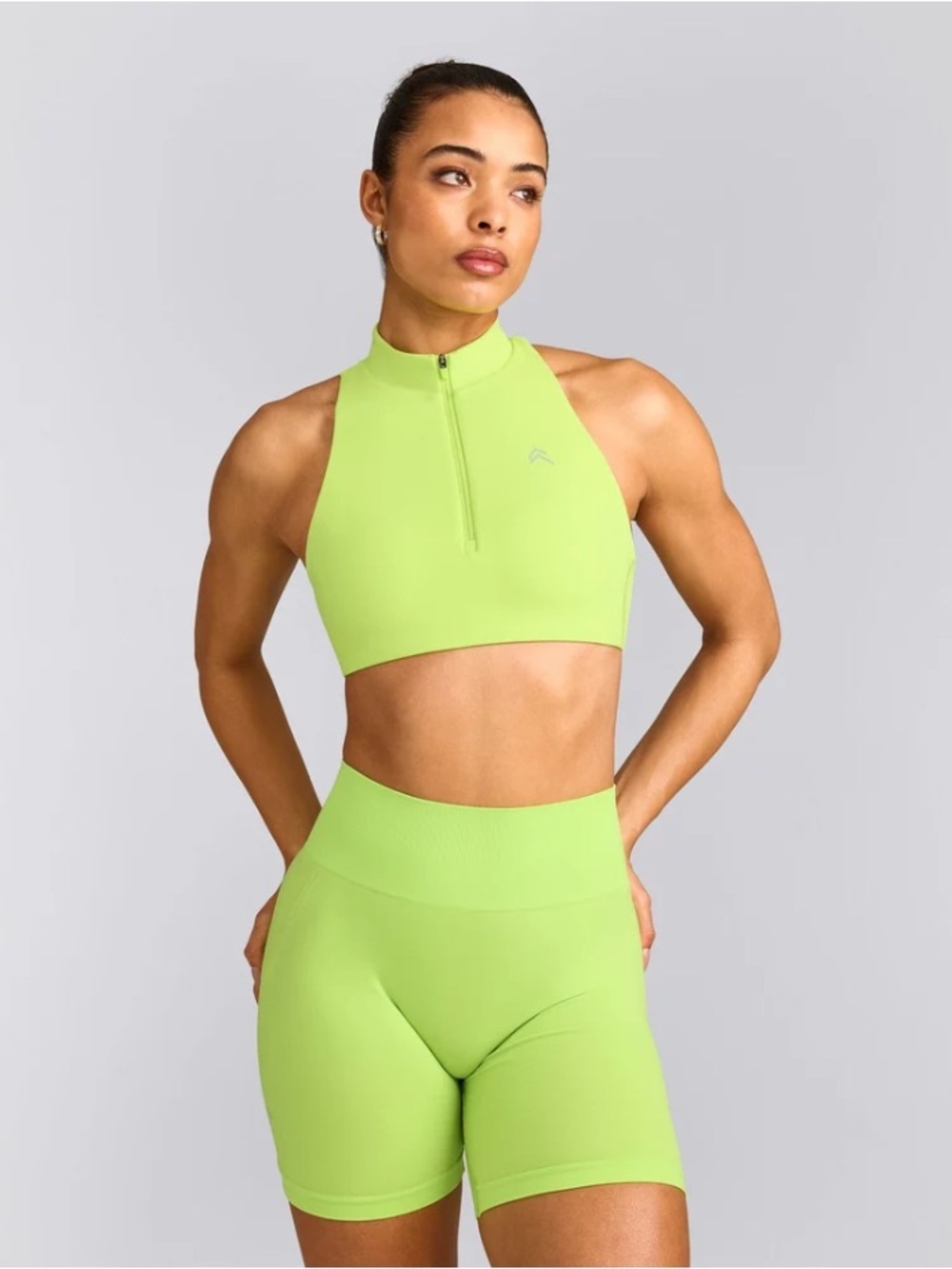 Oner Active High Neck Sports Bra with Gray Logo